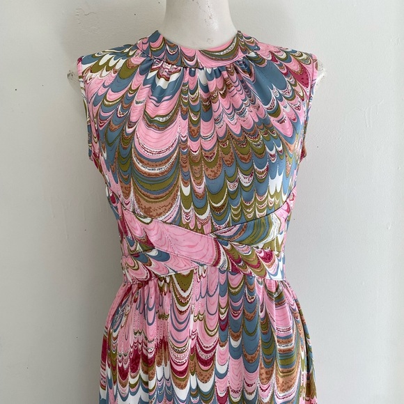 60s/70s Vintage Leslie Fay Original Psychadelic Maxi Dress - Picture 5 of 9